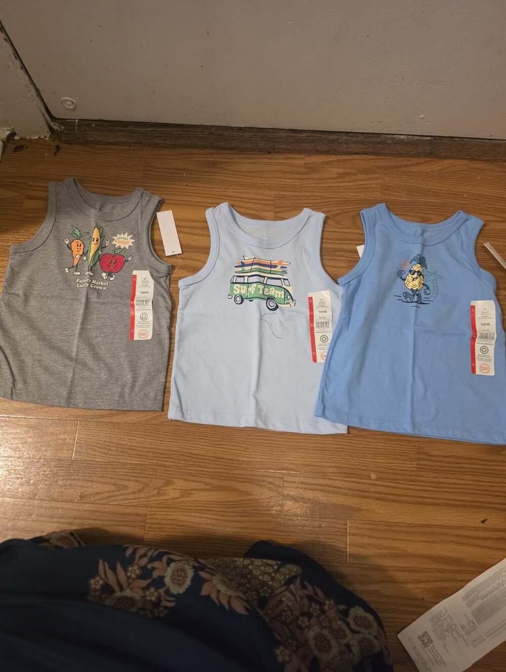 wonder nation Kids 3-Pack Graphic Tank Tops in Light Blue, Blue, Gray